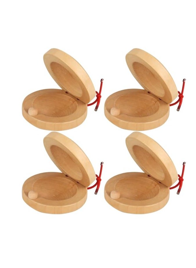 Generic 4 Pieces Castanets, Cembalo, Wooden Castanets, Finger Castanets, Wooden Rhythmic Battles Percussion Musical Instrument Toy Mini Castanets, Wooden Finger Castanets for More Children  - Image 1