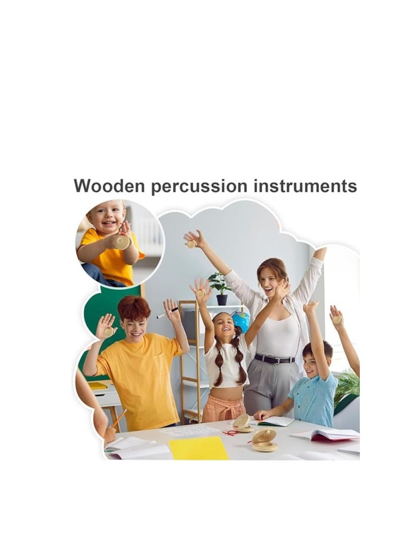 Generic 4 Pieces Castanets, Cembalo, Wooden Castanets, Finger Castanets, Wooden Rhythmic Battles Percussion Musical Instrument Toy Mini Castanets, Wooden Finger Castanets for More Children  - Image 5