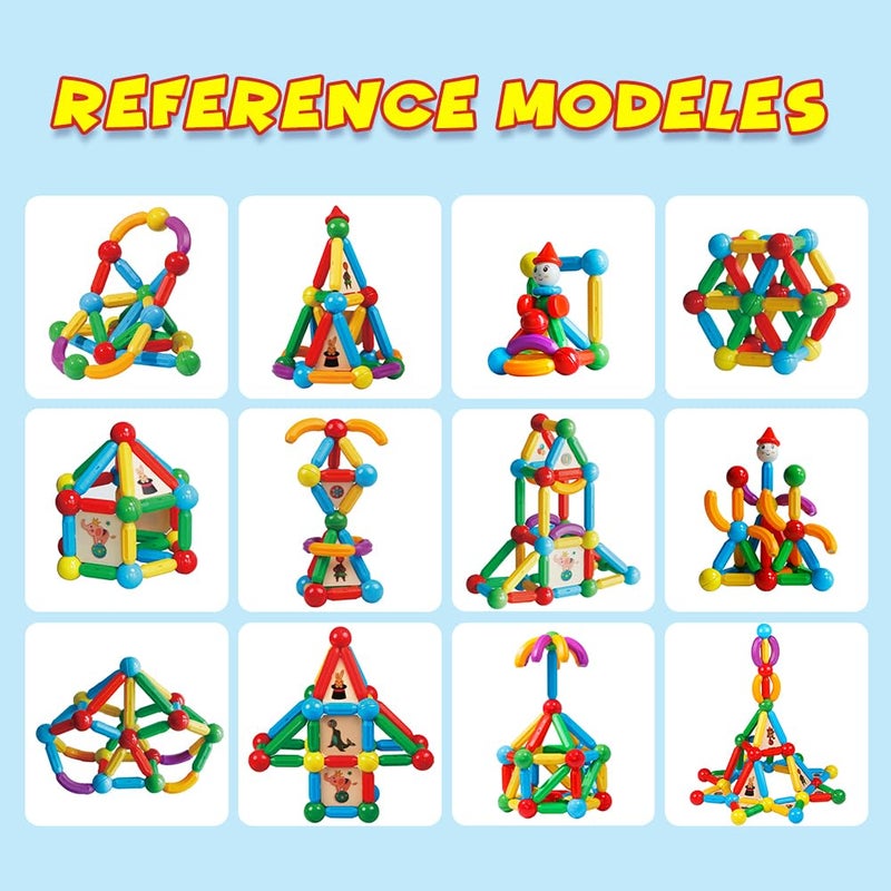 MAGBLOCK 136PCS Magnetic Sticks Toy Building Blocks Capable of Interconnection Magnet Tiles Balls Construction STEM Educational Learning Toys for 3+ Year Old Boys & Girls - Ideal Children's Gift Set - Image 3