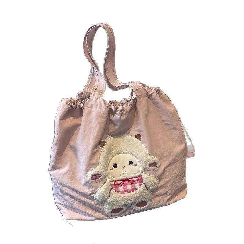 Pink Lamb Embroidery Shoulder Bag for Women - Image 2