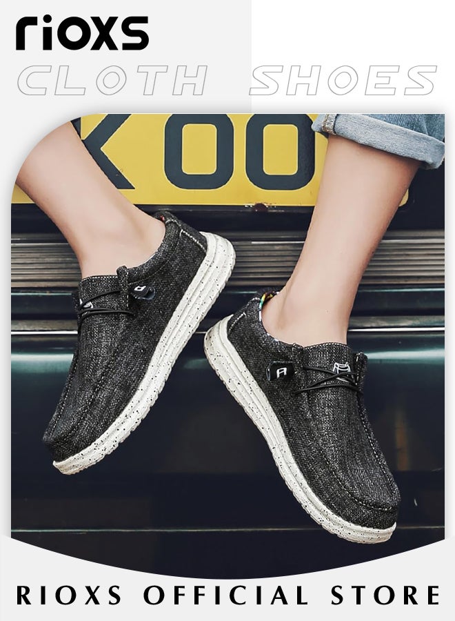 RIOXS Men's Trendy Canvas Loafers, Slip-on Casual Shoes with Wide-fit Construction and Soft Upper Design, Comfortable Lightweight Flats, Suitable for Various Occasions and Any Outdoor Activities  - Image 2