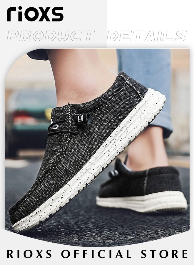 RIOXS Men's Trendy Canvas Loafers, Slip-on Casual Shoes with Wide-fit Construction and Soft Upper Design, Comfortable Lightweight Flats, Suitable for Various Occasions and Any Outdoor Activities  - Image 3