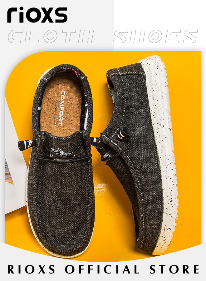RIOXS Men's Trendy Canvas Loafers, Slip-on Casual Shoes with Wide-fit Construction and Soft Upper Design, Comfortable Lightweight Flats, Suitable for Various Occasions and Any Outdoor Activities  - Image 4