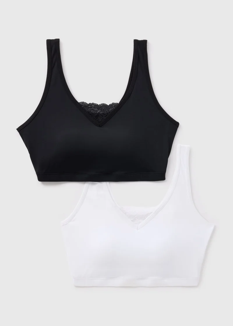 Matalan Menopause 2 Pack Black & White Bralettes