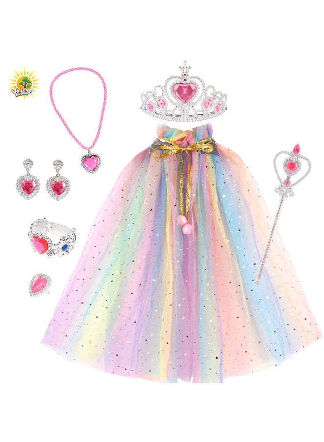 Vicky Fairy Tale Children Girl Play Queen Cape Scepter Crown Princess Bag Necklace Earrings Ring-Specifications:SP28-2A Zipper Bag  - Image 1