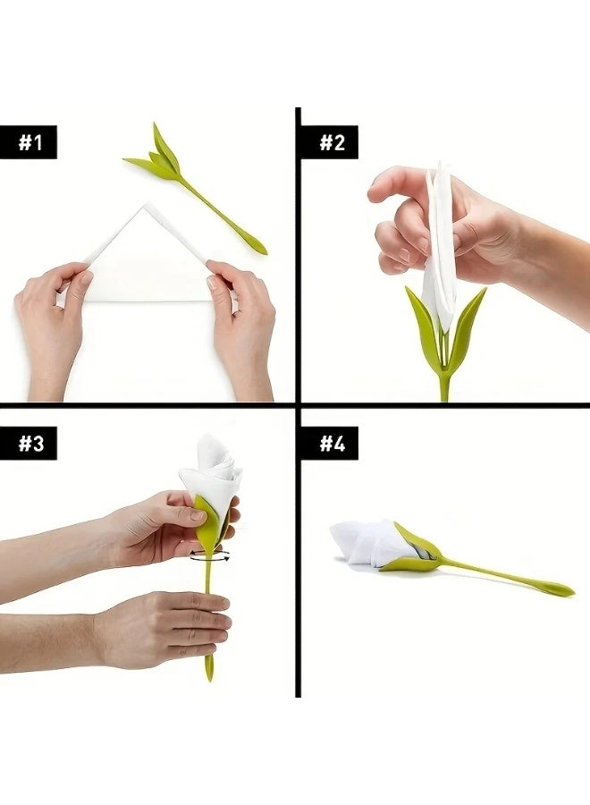 10PCS Floral Rose Napkin Holders Kit for Table Setting & Decor - Image 3