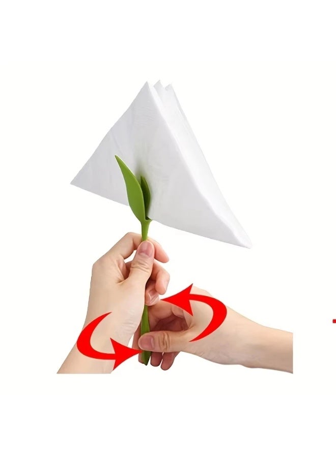 10PCS Floral Rose Napkin Holders Kit for Table Setting & Decor - Image 2