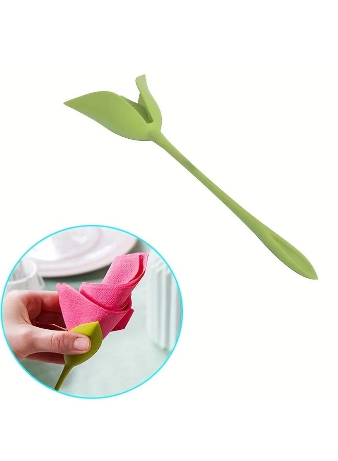 10PCS Floral Rose Napkin Holders Kit for Table Setting & Decor - Image 4