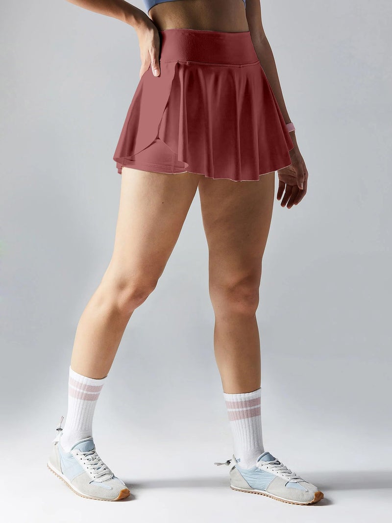Mehrang Cotton Blend Skirt With Shorts For Women's & Girl's Solid High Waist Flared Skater Short Mini Skirt (In, Alpha, S, Regular, Moove) - Image 3