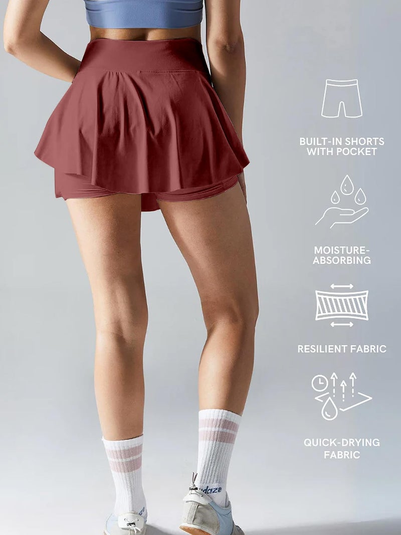Mehrang Cotton Blend Skirt With Shorts For Women's & Girl's Solid High Waist Flared Skater Short Mini Skirt (In, Alpha, S, Regular, Moove) - Image 4