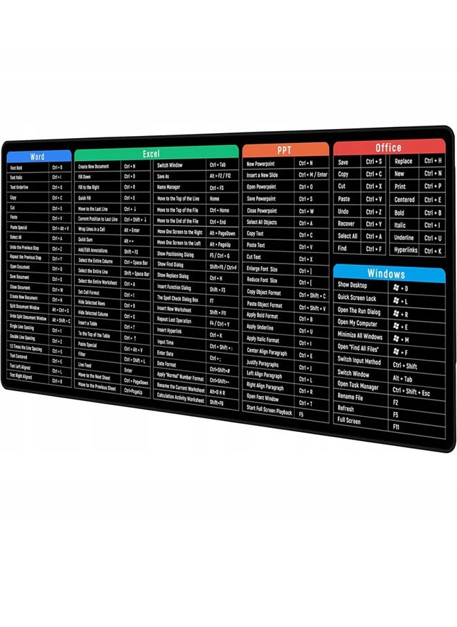 Generic - XL Large Gaming Mouse Pad Office Software Excel Shortcuts Mousepad, Non-Slip Desk Mat with Office Software Shortcuts Pattern, Mousepad with Personalized Design Extended Size 70X30cm For Office Users - Image 1