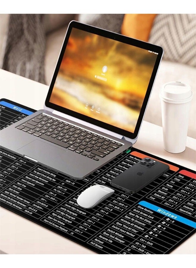 ماوس باد كبيرة للألعاب مع اختصارات برامج Office Excel، لوحة ماوس غير قابلة للانزلاق مع نمط اختصارات برامج Office، لوحة ماوس بتصميم شخصي بحجم ممتد 70 × 30 سم لمستخدمي المكاتب و برامج الاوفيس - Image 5