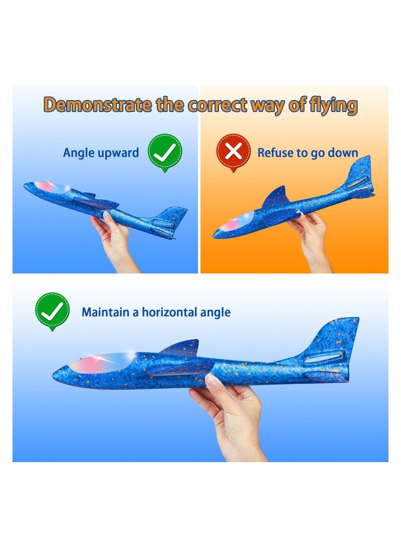 ORiTi طائرة شراعية كبيرة 17.5 بوصة مزودة بضوء LED من ORiTi، عبوة من قطعتين، لعبة طيران للأطفال - Image 2