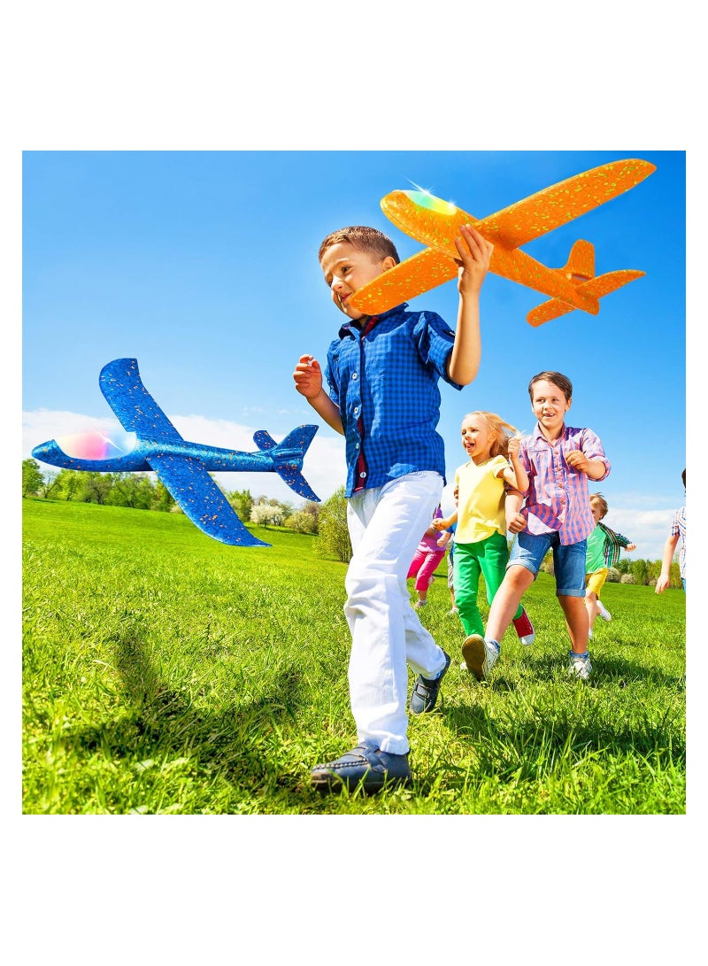 ORiTi طائرة شراعية كبيرة 17.5 بوصة مزودة بضوء LED من ORiTi، عبوة من قطعتين، لعبة طيران للأطفال - Image 5