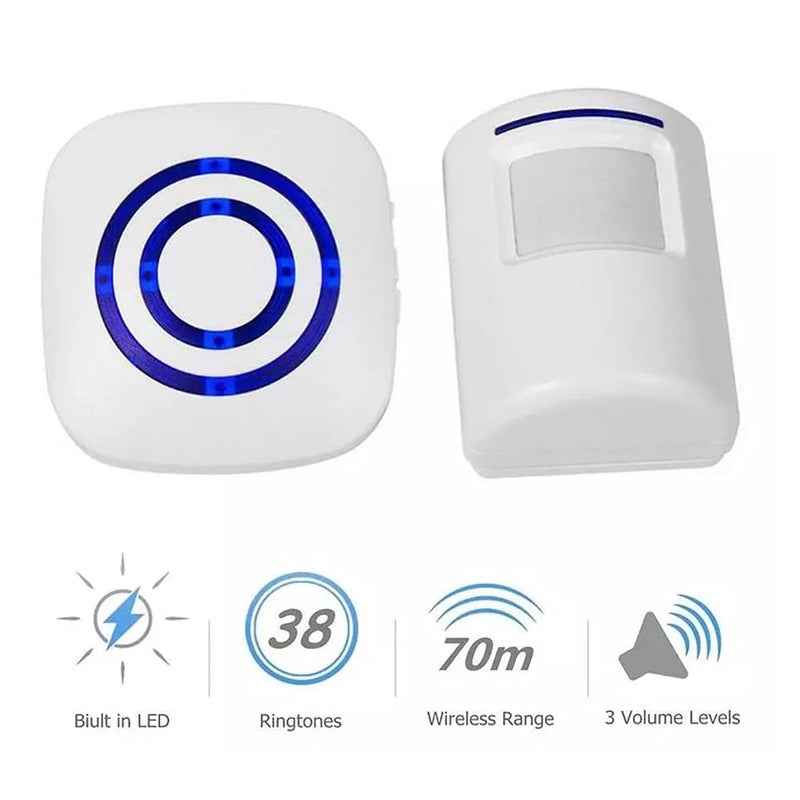 Enegg Wireless Home Security Driveway Alarm, Enegg Entry Alert, Visitor Door Bell Chime with 1 Plug-in Receiver and 2 PIR Motion Sensor Detector Alert System, Quality Sound and LED, 38 Melodies - Image 3