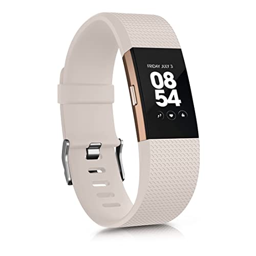 Tobfit Watch Strap Compatible for Fitbit Charge 2 (Watch Not Included), Removable Soft Belts for Charge 2 Wristband, Smartwatch Band for Men & Women (L, Starlight) - Image 1