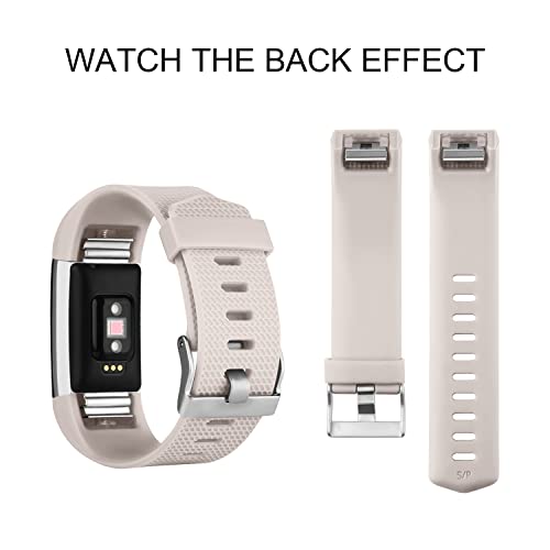 Tobfit Watch Strap Compatible for Fitbit Charge 2 (Watch Not Included), Removable Soft Belts for Charge 2 Wristband, Smartwatch Band for Men & Women (L, Starlight) - Image 4