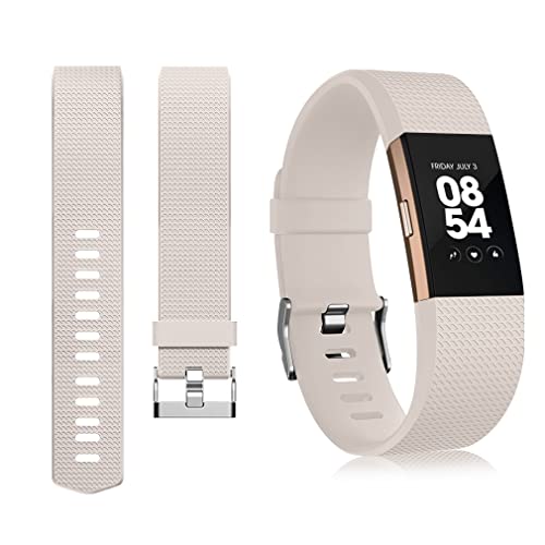 Tobfit Watch Strap Compatible for Fitbit Charge 2 (Watch Not Included), Removable Soft Belts for Charge 2 Wristband, Smartwatch Band for Men & Women (L, Starlight) - Image 3