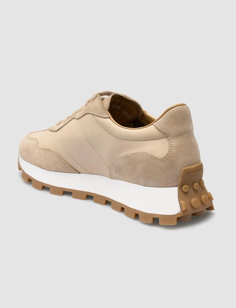 كاباني 100% Genuine Leather Beige Women's Sneakers