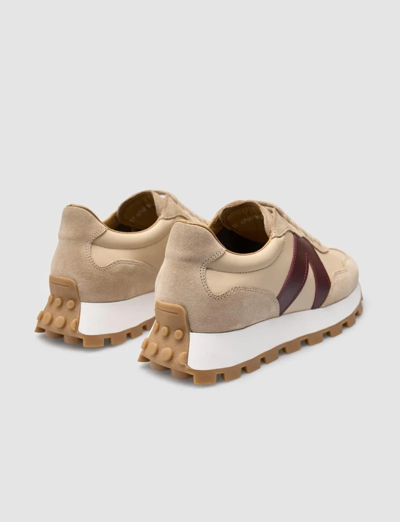 كاباني 100% Genuine Leather Beige Women's Sneakers