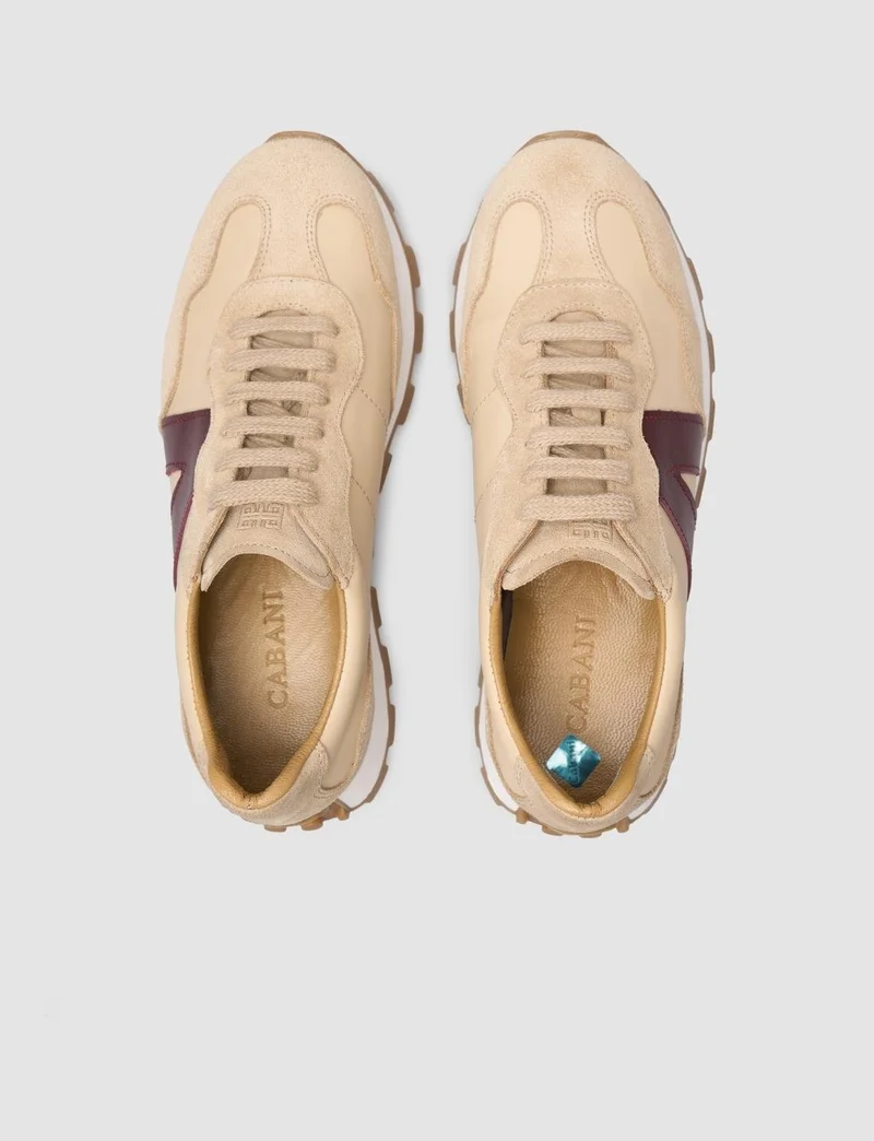 كاباني 100% Genuine Leather Beige Women's Sneakers