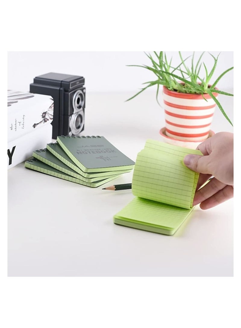 SYOSI 5 Packs All Weather Shower Waterproof Notebook, Pocket Size Tactical Notepad Top Spiral Memo Notes Green Grid Paper Eye Protection for Outdoor Activities Recording 3.2 x 5.5 in - Image 5