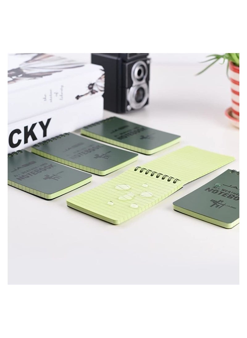 SYOSI 5 Packs All Weather Shower Waterproof Notebook, Pocket Size Tactical Notepad Top Spiral Memo Notes Green Grid Paper Eye Protection for Outdoor Activities Recording 3.2 x 5.5 in - Image 4