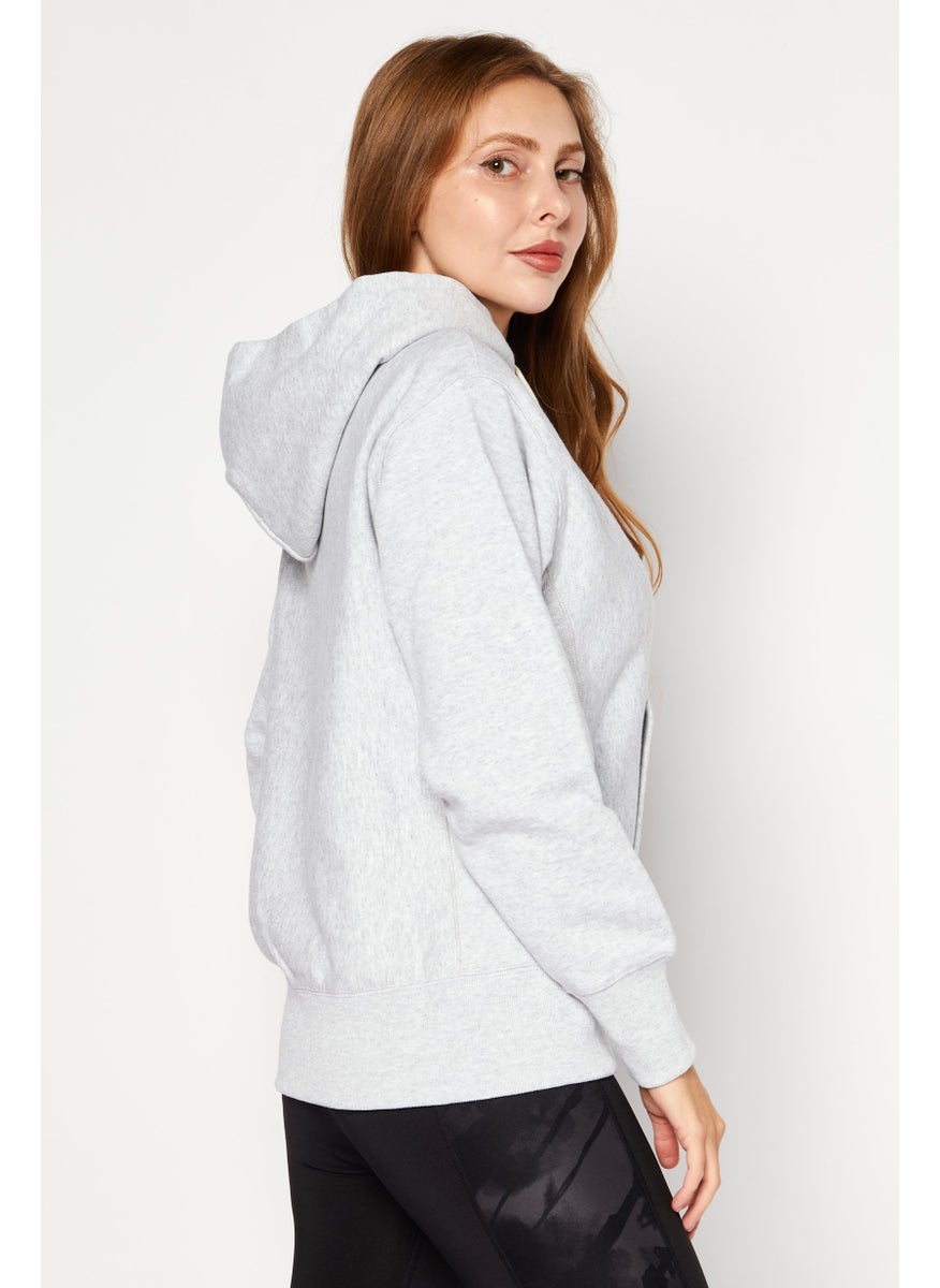 Champion Women Sportswear Fit Long Sleeve Outdoor Sweatshirts, Heather Grey  - Image 3