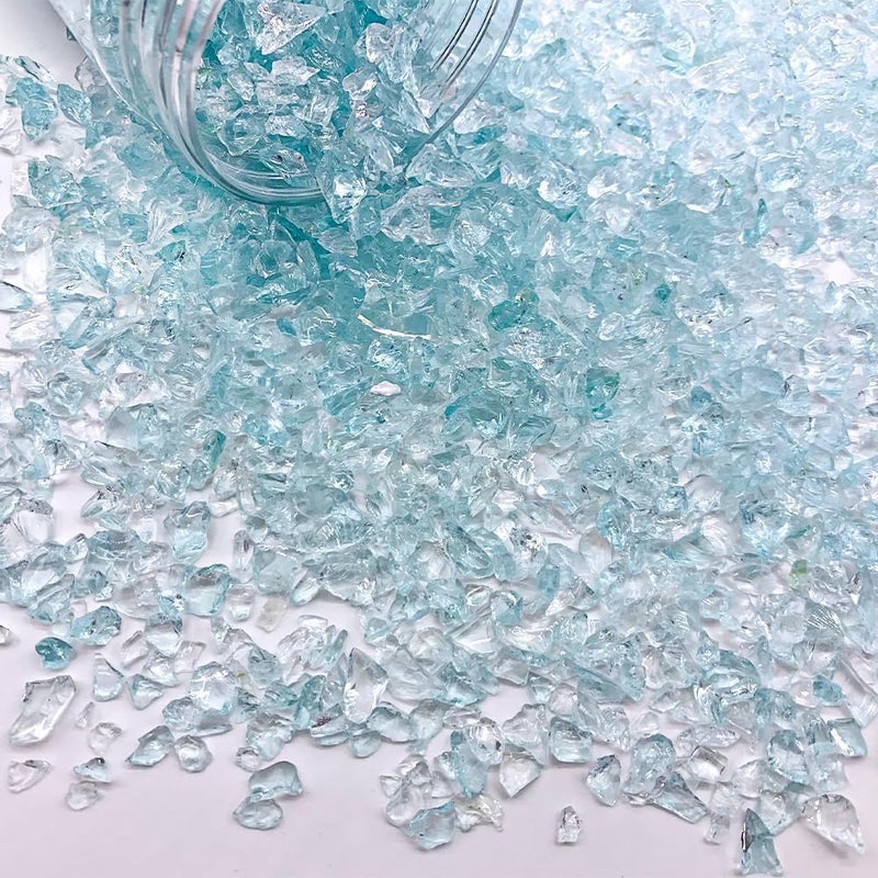 orgner 950g Light Blue Crushed Glass: High Luster Shiny Uneven 2-6mm Recycled Glass Pieces for Resin Crafts, Tabletop, Fish Tank Decor, Mixed Media, DIY. - Image 1