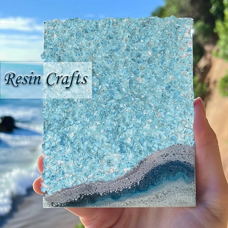 orgner 950g Light Blue Crushed Glass: High Luster Shiny Uneven 2-6mm Recycled Glass Pieces for Resin Crafts, Tabletop, Fish Tank Decor, Mixed Media, DIY. - Image 2