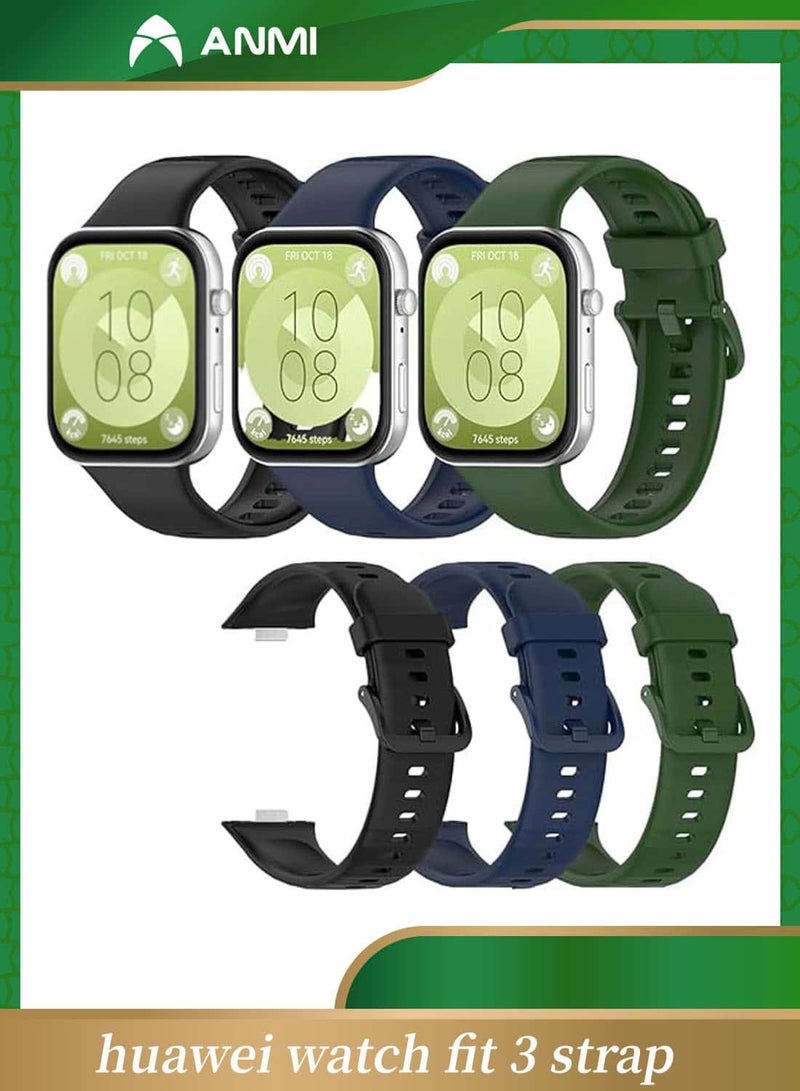 أنمي 3 حزم من الأساور البديلة المتوافقة مع ساعة هواوي فيت 3، حزام معصم رياضي من السيليكون قابل للتعديل للنساء والرجال - Image 1