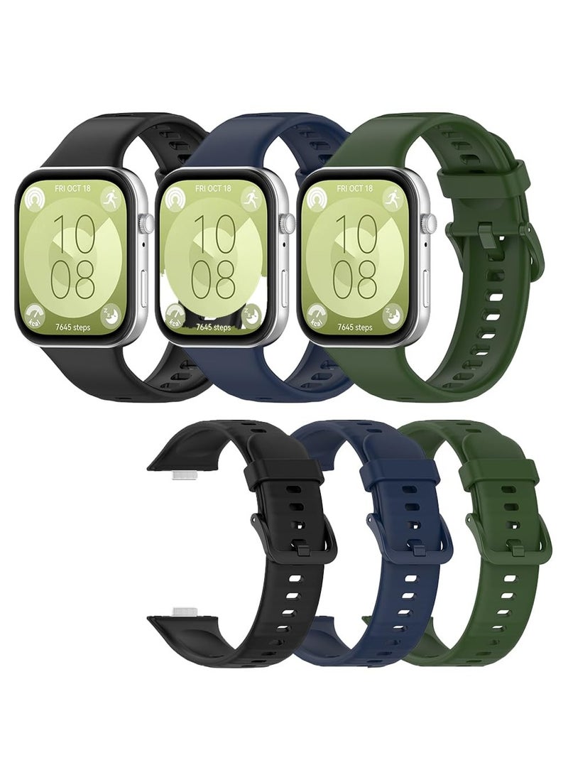 Anmi 3 Packs Replacement Bands compatible with Huawei Watch Fit 3,Silicone Sports Wrist Strap Adjustable Wrist Bands for Women Men - Image 1