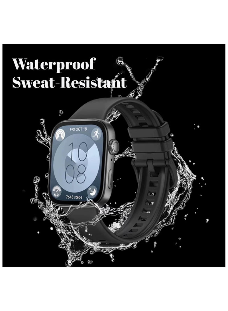 Anmi 3 Packs Replacement Bands compatible with Huawei Watch Fit 3,Silicone Sports Wrist Strap Adjustable Wrist Bands for Women Men - Image 5