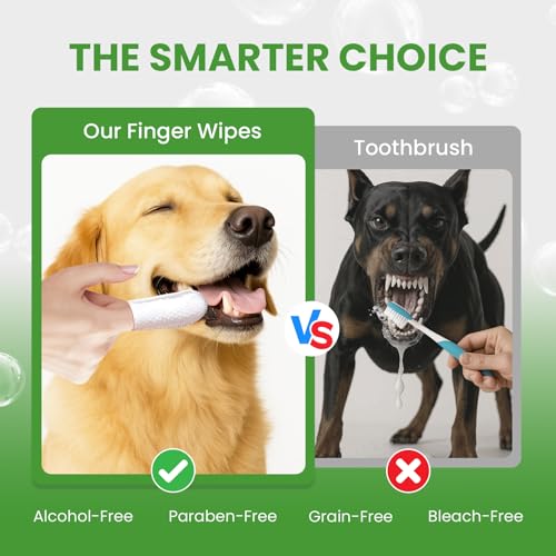 BuddyCheer Pet Teeth Cleaning Wipes for Dogs & Cats, Pet Dental Finger Wipes for Dogs, No-Rinse Dog Toothbrush Toothpaste to Reduce Plaque & Tartar, Disposable Dog Tooth Brushing Kit - Mint Flavor - 50 Count - Image 3