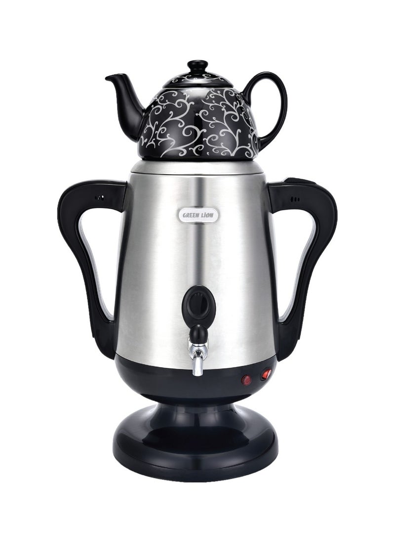 GREEN LION - Electric Samovar / UK Plug / 3.5L Kettle Capacity / 0.8L Teapot Capacity / Boiling Dry Protection / Energy-Saving Dual System / Automatic Shut-Off / User Friendly Operation with Indicator Lights - Silver - Image 1