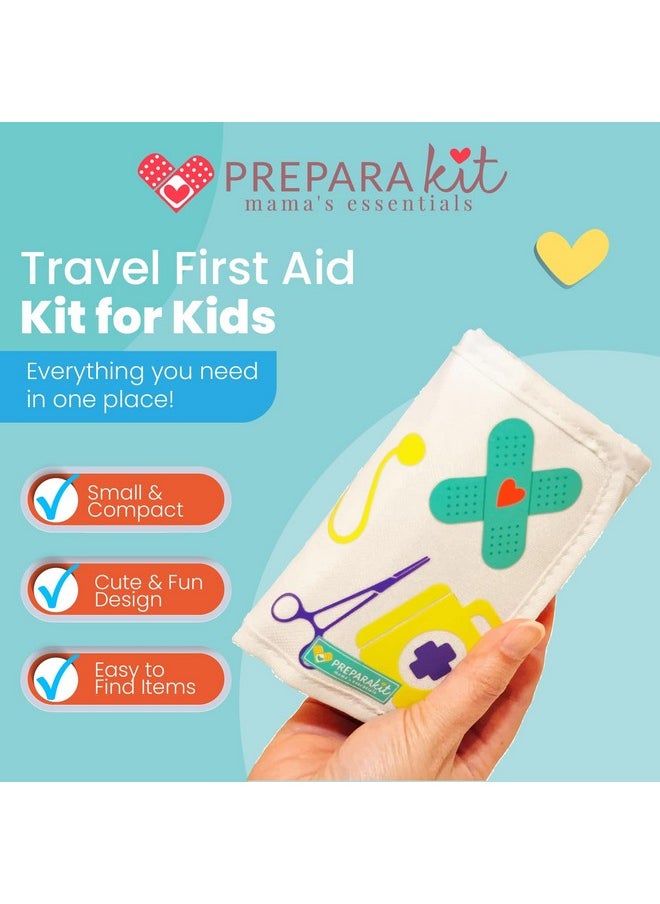 PreparaKit - Travel First Aid Kit For Kids Mini First Aid Kit For Car, Purse, Backpack, Or Diaper Bag 75 Piece Travel Medicine Kit Includes All Essential Medical Supplies Tsaapproved (Kid Joy) - Image 1