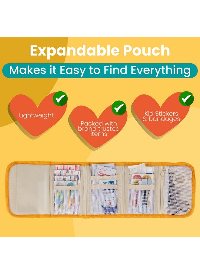PreparaKit - Travel First Aid Kit For Kids Mini First Aid Kit For Car, Purse, Backpack, Or Diaper Bag 75 Piece Travel Medicine Kit Includes All Essential Medical Supplies Tsaapproved (Kid Joy) - Image 1