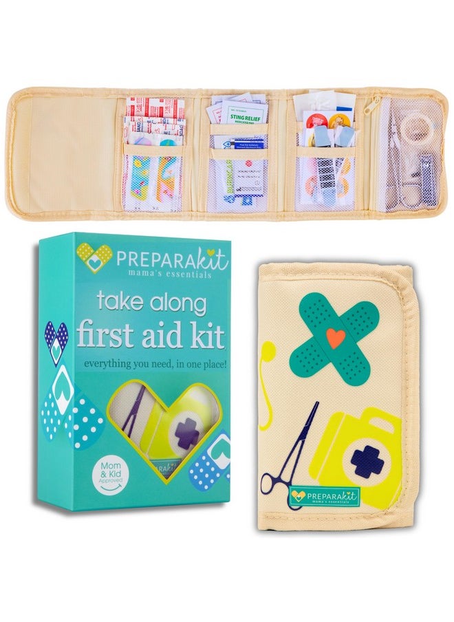 PreparaKit - Travel First Aid Kit For Kids Mini First Aid Kit For Car, Purse, Backpack, Or Diaper Bag 75 Piece Travel Medicine Kit Includes All Essential Medical Supplies Tsaapproved (Kid Joy) - Image 1