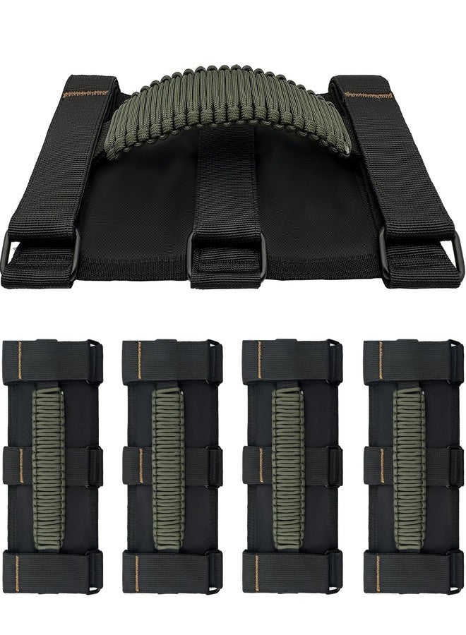 KKIKK Jeep Grab Handles, 4 Pack Paracord Jeep Wrangler Roll Bar Grab Handles for JK TJ JL CJ YJ JKU JLU and Gladiator JT Wrangler Hardware Handle for 2019 2020 2021 2022 2023 2024 Modle - Image 1