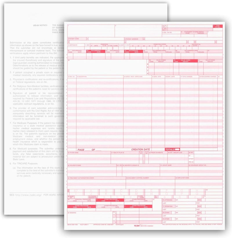 NextDayLabels - UB-04 (CMS 1450) Health Hospital Insurance Claim Form, Laser 8-1/2 x 11 500 Per Pack - Image 3