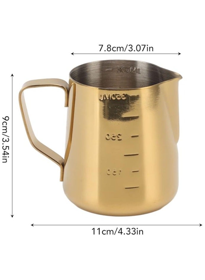 Milk Frothing Pitcher, Stainless Steel Rust Free Coffee Steaming Pitcher Multifunctional for Latte Art (Gold)  - Image 5
