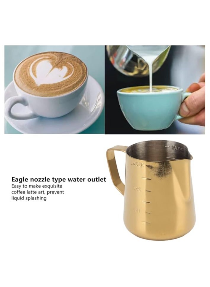 Milk Frothing Pitcher, Stainless Steel Rust Free Coffee Steaming Pitcher Multifunctional for Latte Art (Gold)  - Image 4