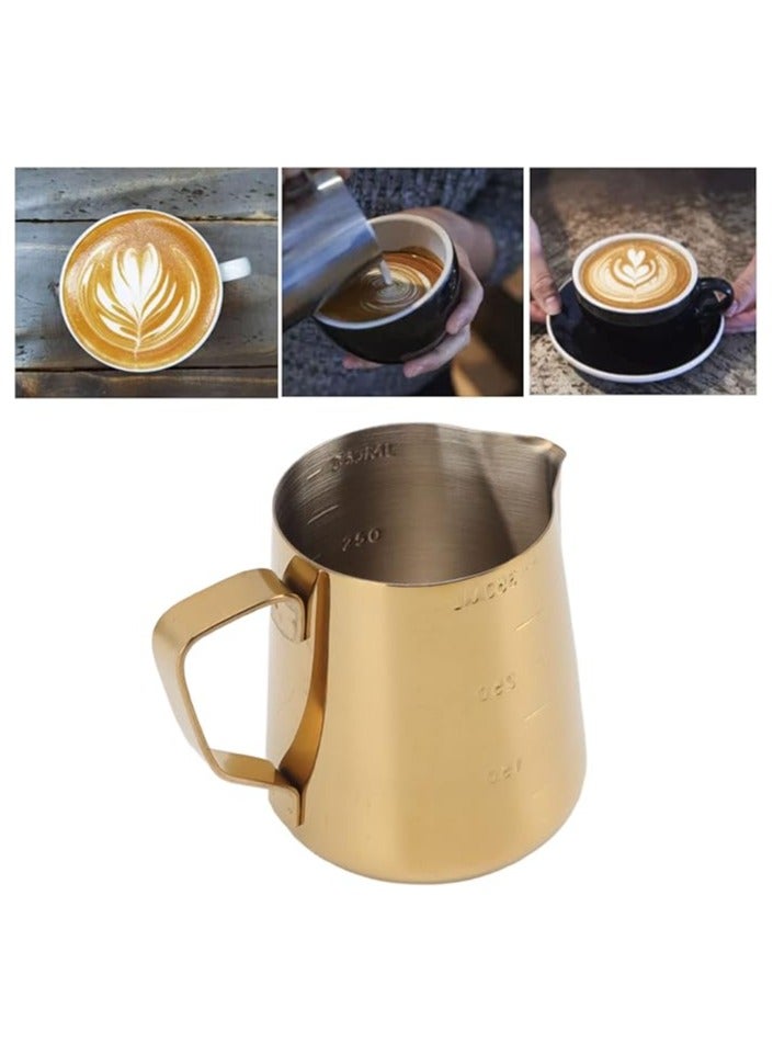 Milk Frothing Pitcher, Stainless Steel Rust Free Coffee Steaming Pitcher Multifunctional for Latte Art (Gold)  - Image 2