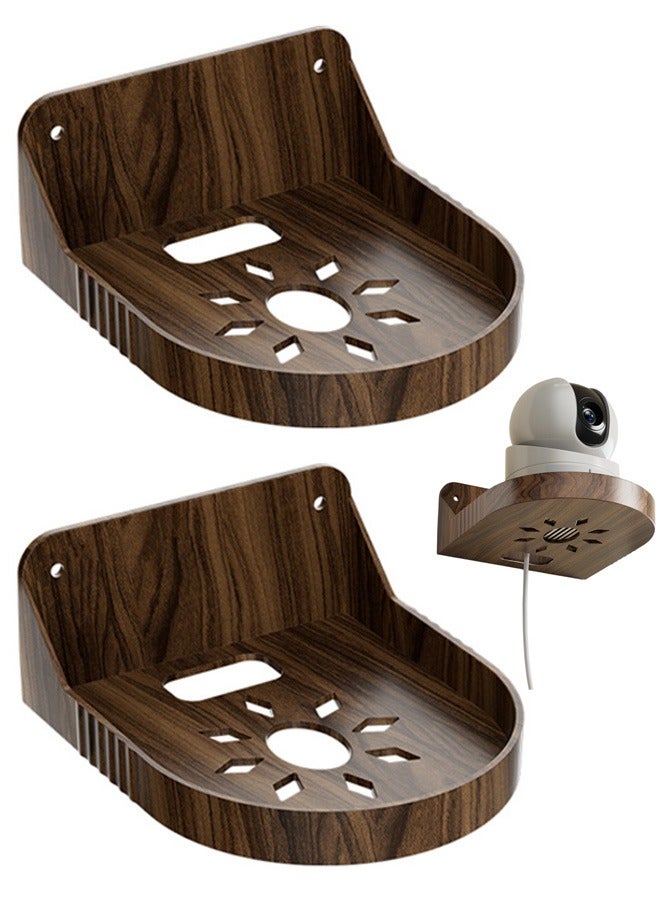 2 Pcs ABS Floating Wall Shelves with Adhesive for Security Cameras, Baby Monitors, Speakers,Universal Small Wall Shelf with Cable Hole,No Drill - Image 1