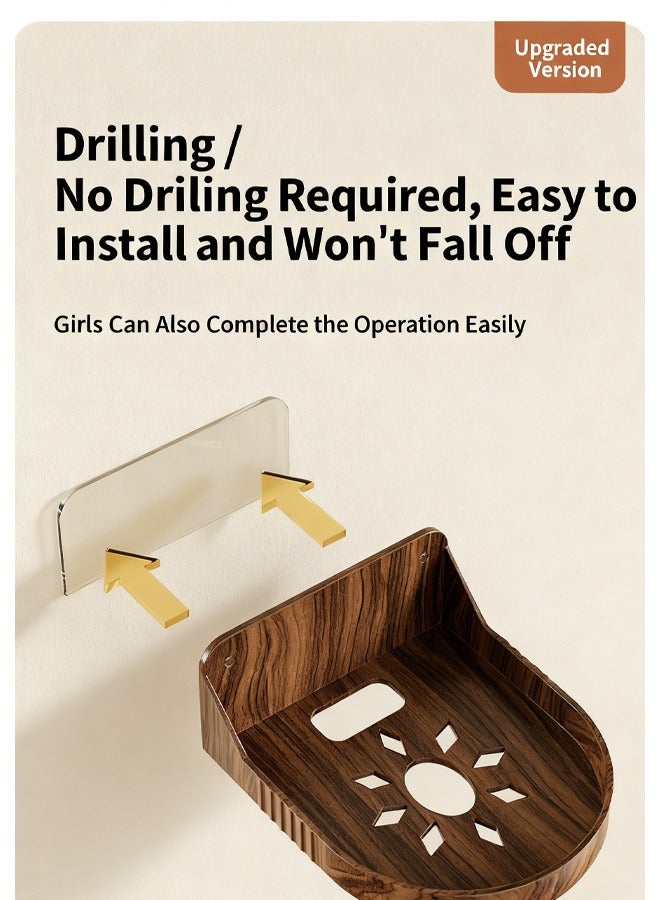 2 Pcs ABS Floating Wall Shelves with Adhesive for Security Cameras, Baby Monitors, Speakers,Universal Small Wall Shelf with Cable Hole,No Drill - Image 5