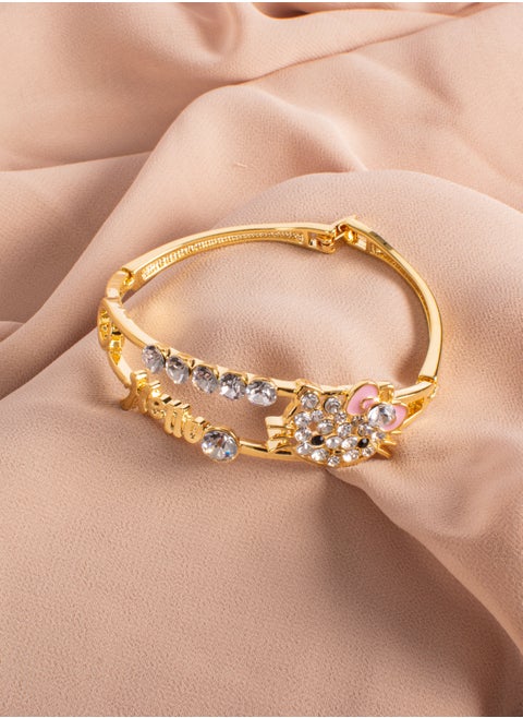 Platinum Golden Zirconic Kitty Bracelet
