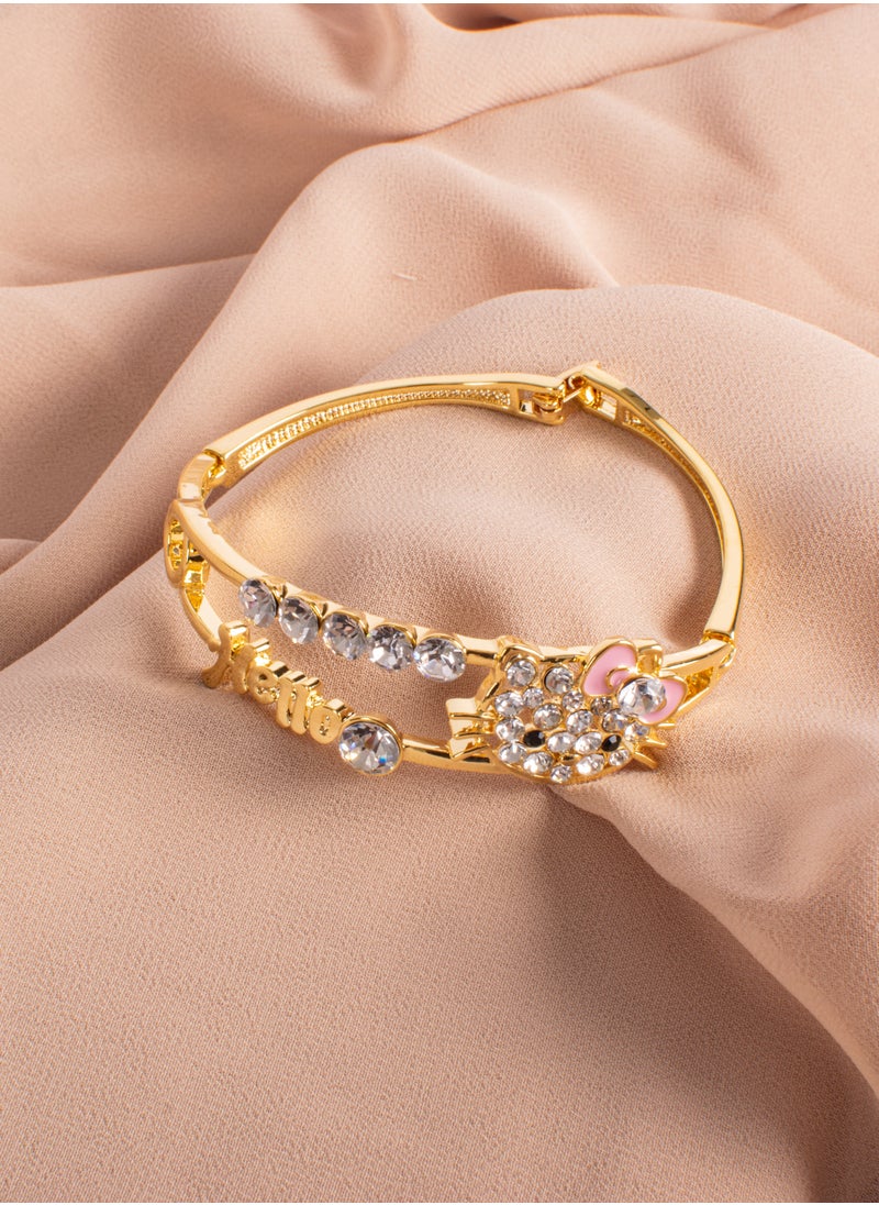 The Black Pearl Accessories - Platinum Golden Zirconic Kitty Bracelet - Image 1