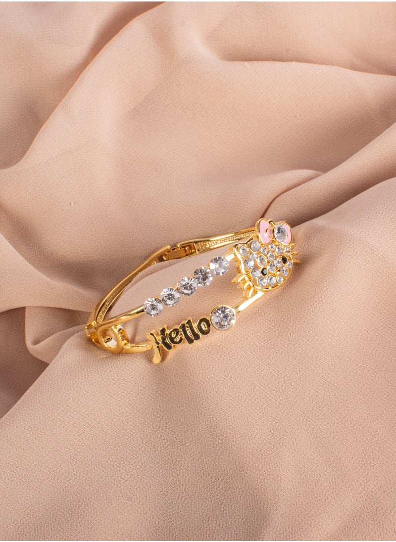 The Black Pearl Accessories - Platinum Golden Zirconic Kitty Bracelet - Image 1