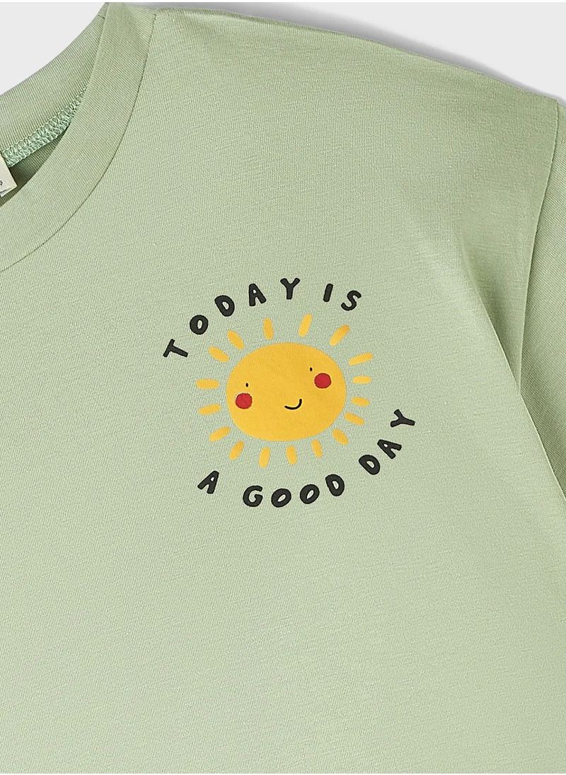 جون Kids Today Is Good Day Crew Neck T-Shirt