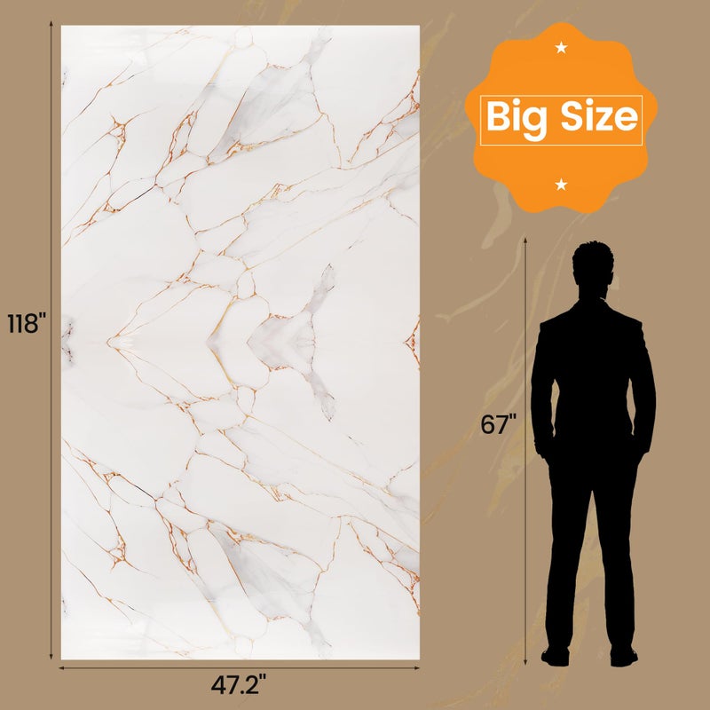 KASARO Peel and Stick Backsplash Wall Tile, 118 Ã— 47 inch Self-Adhesive Thicker Waterproof 3D Panel, PET Marble White with Gold Stripes Decor Accent for Kitchen, Bathroom, 5 Pieces - Image 4